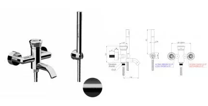 Смеситель для ванны с душем «Remer» Element ET02CFP брашированный чёрный хром