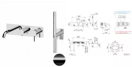 Смеситель для ванны с душем «Remer» Metrica MC53D2CFP брашированный чёрный хром
