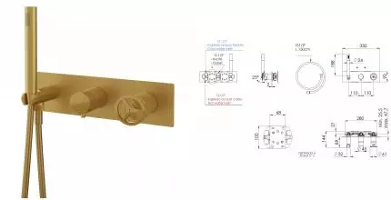 Смеситель для душа «Remer» Chrono CH97D2BG брашированное золото