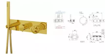 Смеситель для душа «Remer» Chrono CH97D2DO золото