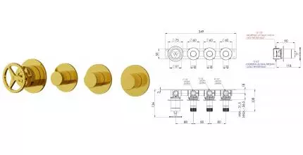 Смеситель для душа «Remer» Chrono CH98D3PDO золото Смеситель для душа «Remer» Chrono CH98D3PDO золото