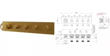 Смеситель для душа «Remer» Chrono CH98D4BG брашированное золото Смеситель для душа «Remer» Chrono CH98D4BG брашированное золото