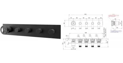 Смеситель для душа «Remer» Chrono CH98D4CFP брашированный чёрный хром