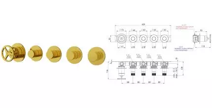 Смеситель для душа «Remer» Chrono CH98D4PDO золото Смеситель для душа «Remer» Chrono CH98D4PDO золото