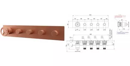 Смеситель для душа «Remer» Chrono CH98D4RP брашированная медь Смеситель для душа «Remer» Chrono CH98D4RP брашированная медь