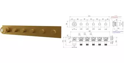 Смеситель для душа «Remer» Chrono CH98D5BG брашированное золото Смеситель для душа «Remer» Chrono CH98D5BG брашированное золото