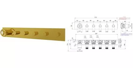 Смеситель для душа «Remer» Chrono CH98D5DO золото Смеситель для душа «Remer» Chrono CH98D5DO золото
