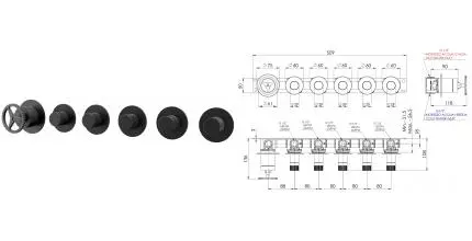 Смеситель для душа «Remer» Chrono CH98D5PCFP брашированный чёрный хром