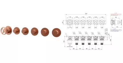 Смеситель для душа «Remer» Chrono CH98D5PRP брашированная медь Смеситель для душа «Remer» Chrono CH98D5PRP брашированная медь