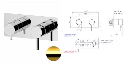 Смеситель для душа «Remer» Metrica MC93ZDO золото