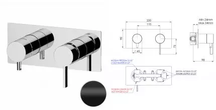 Смеситель для душа «Remer» Metrica MC93ZNO чёрный матовый