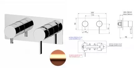 Смеситель для душа «Remer» Metrica MC93ZRP брашированная медь
