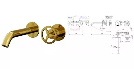 Смеситель для раковины «Remer» Chrono CH15PLDO золото