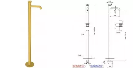 Смеситель для раковины «Remer» Element ET18BG с донным клапаном брашированное золото