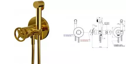 Смеситель с гигиеническим душем «Remer» Chrono CH65WDO золото