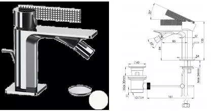 Смеситель для биде «Daniel» Club ANC60414 с донным клапаном белый матовый