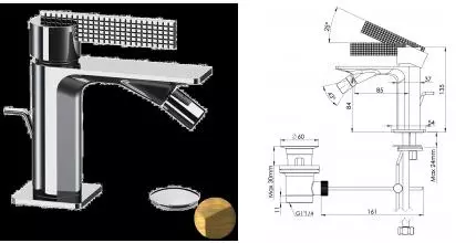 Смеситель для биде «Daniel» Club ANC60463 с донным клапаном состаренная латунь Смеситель для биде «Daniel» Club ANC60463 с донным клапаном состаренная латунь