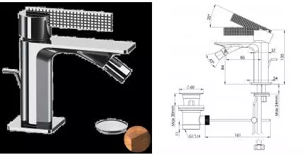 Смеситель для биде «Daniel» Club ANC60464 с донным клапаном состаренная медь Смеситель для биде «Daniel» Club ANC60464 с донным клапаном состаренная медь