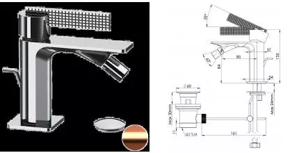 Смеситель для биде «Daniel» Club ANC604RP с донным клапаном брашированная медь Смеситель для биде «Daniel» Club ANC604RP с донным клапаном брашированная медь