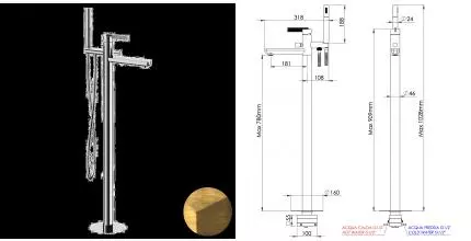 Напольный смеситель для ванны с душем «Daniel» Club ANC67863 состаренная латунь Напольный смеситель для ванны с душем «Daniel» Club ANC67863 состаренная латунь