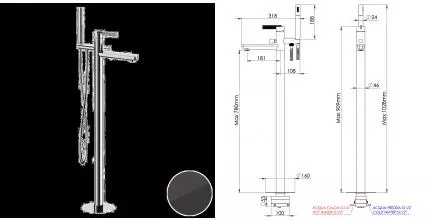 Напольный смеситель для ванны с душем «Daniel» Club ANC678CF чёрный хром Напольный смеситель для ванны с душем «Daniel» Club ANC678CF чёрный хром