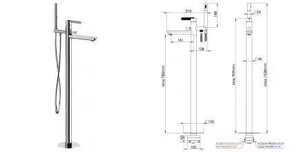 Напольный смеситель для ванны с душем «Daniel» Club ANC678CR хром Напольный смеситель для ванны с душем «Daniel» Club ANC678CR хром