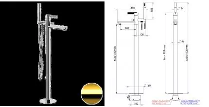 Напольный смеситель для ванны с душем «Daniel» Club ANC678DO золото Напольный смеситель для ванны с душем «Daniel» Club ANC678DO золото