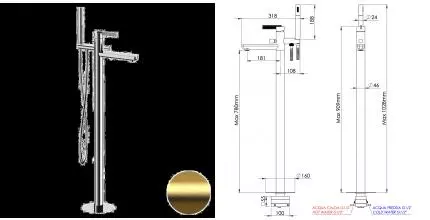 Напольный смеситель для ванны с душем «Daniel» Club ANC678DP брашированное золото Напольный смеситель для ванны с душем «Daniel» Club ANC678DP брашированное золото