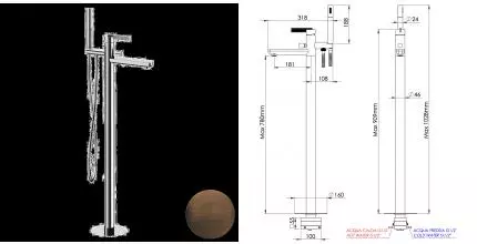 Напольный смеситель для ванны с душем «Daniel» Club ANC678OIL масляная бронза