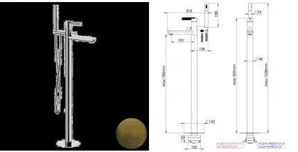 Напольный смеситель для ванны с душем «Daniel» Club ANC678OM состаренная матовая латунь