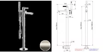 Напольный смеситель для ванны с душем «Daniel» Club ANC678XV сталь Напольный смеситель для ванны с душем «Daniel» Club ANC678XV сталь