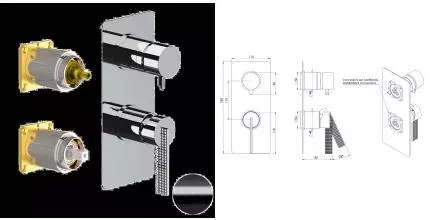 Внешняя часть смесителя «Daniel» Club ANC612D2KBFZ брашированный чёрный хром