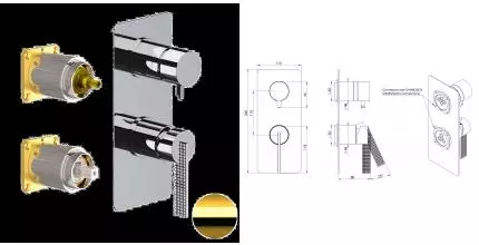 Внешняя часть смесителя «Daniel» Club ANC612D3KBDO золото