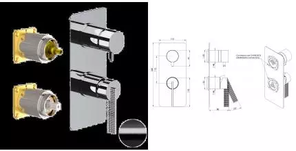 Внешняя часть смесителя «Daniel» Club ANC612D3KBFZ брашированный чёрный хром