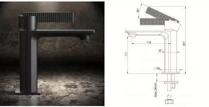 Смеситель для раковины «Daniel» Club ANC606N15 чёрный матовый