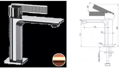 Смеситель для раковины «Daniel» Club ANC606NRP брашированная медь Смеситель для раковины «Daniel» Club ANC606NRP брашированная медь