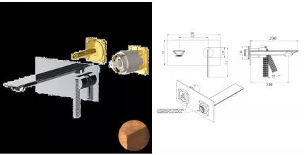 Внешняя часть смесителя «Daniel» Club ANC632LKB64 состаренная медь