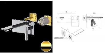 Внешняя часть смесителя «Daniel» Club ANC632LKBDO золото