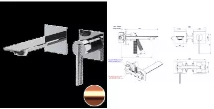 Смеситель для раковины «Daniel» Club ANC632PRP брашированная медь Смеситель для раковины «Daniel» Club ANC632PRP брашированная медь
