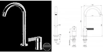 Смеситель для раковины «Daniel» Club ANC655L15 чёрный матовый
