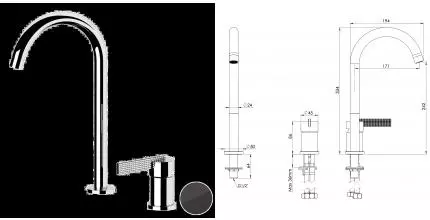 Смеситель для раковины «Daniel» Club ANC655LCF чёрный хром