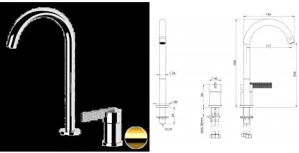 Смеситель для раковины «Daniel» Club ANC655LDO золото