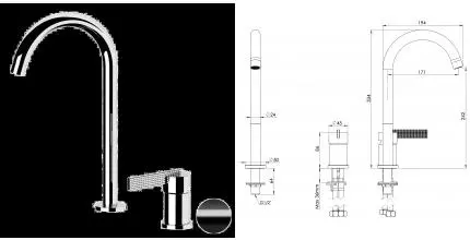 Смеситель для раковины «Daniel» Club ANC655LFZ брашированный чёрный хром