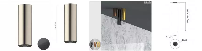 Верхний душ «Daniel» Steel SS1A578PECM15 брашированный чёрный