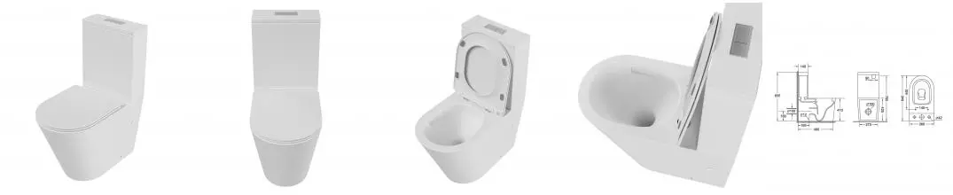 Унитаз компакт безободковый «Grossman» GR-4458MSQ белый матовый с сиденьем дюропласт с микролифтом белое