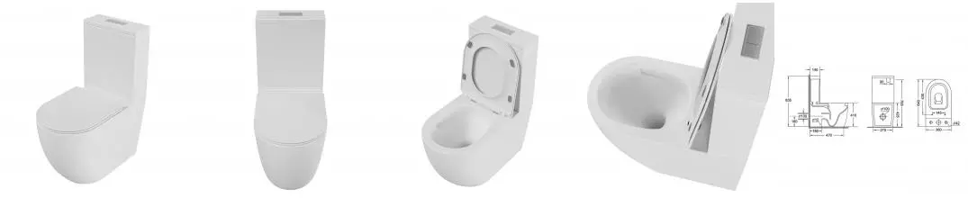 Унитаз компакт безободковый «Grossman» GR-4494MSQ белый матовый с сиденьем дюропласт с микролифтом белое