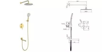 Душевая система «Raglo» R20.27.03 матовое золото
