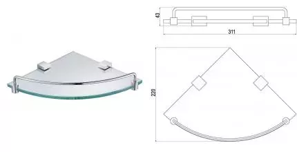 Угловая полка в ванну «Timo» Selene 10073 хром