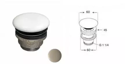 Донный клапан универсальный 1”1/4 с керамической крышкой GSG Ceramic Design PILTONUNIAR030, Cashmere Matt