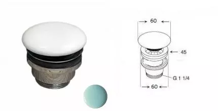 Донный клапан универсальный 1”1/4 с керамической крышкой GSG Ceramic Design PILTONUNIAR037, Ice Matt